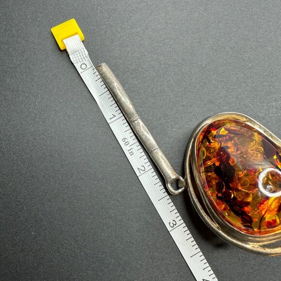 Vintage Baltic Amber Cabochon Project Salvage Piece Silver Part Repair Read - Picture 12 of 16